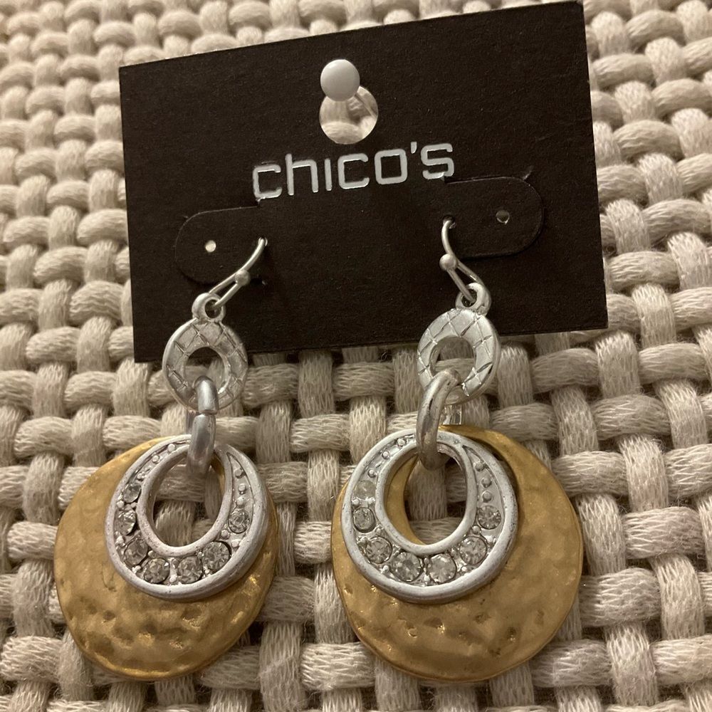 0160-Chico's Gold and Silver Textured Earrings